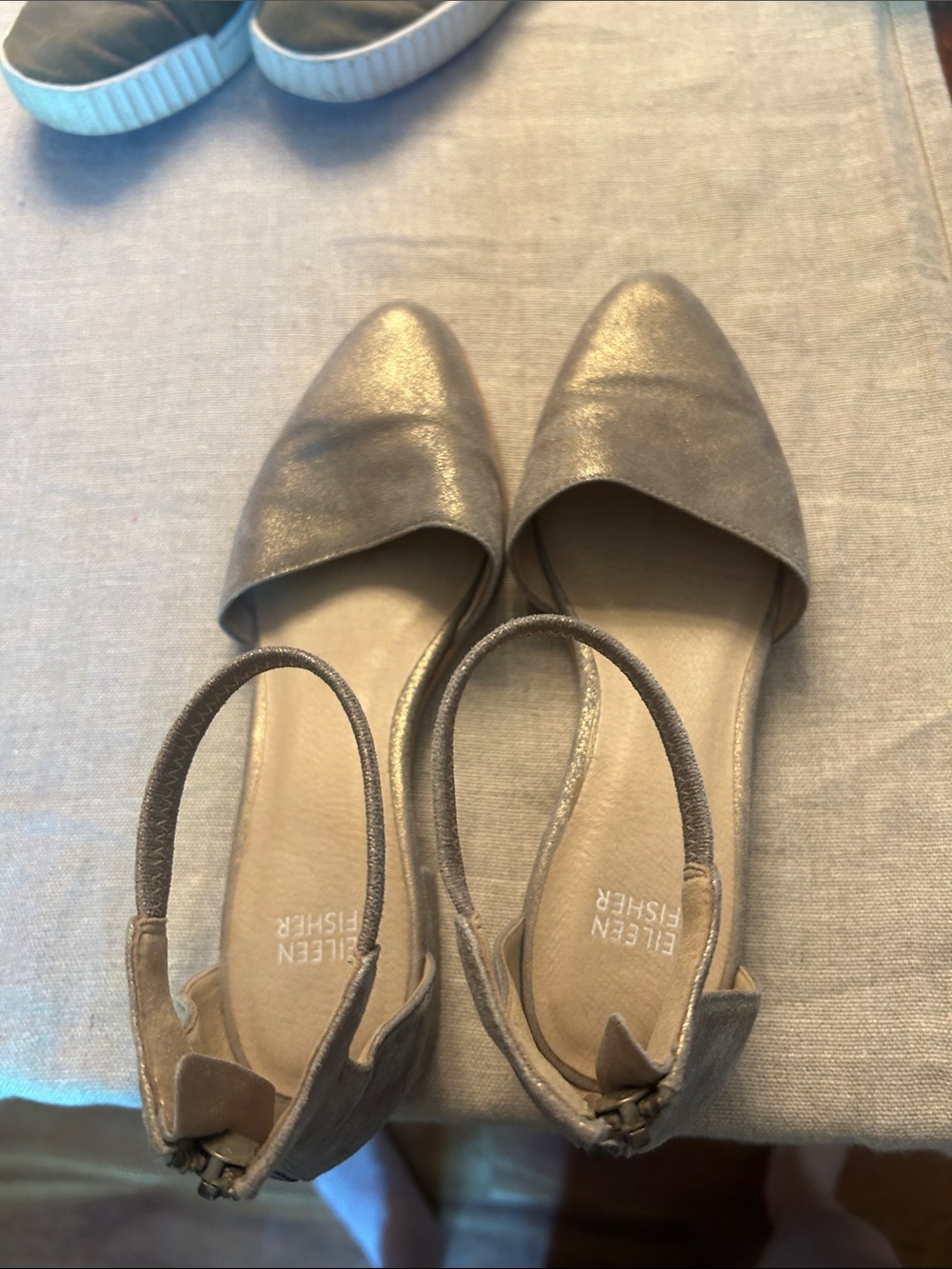 Eileen Fisher Metallic Taupe Pointed Slingbacks